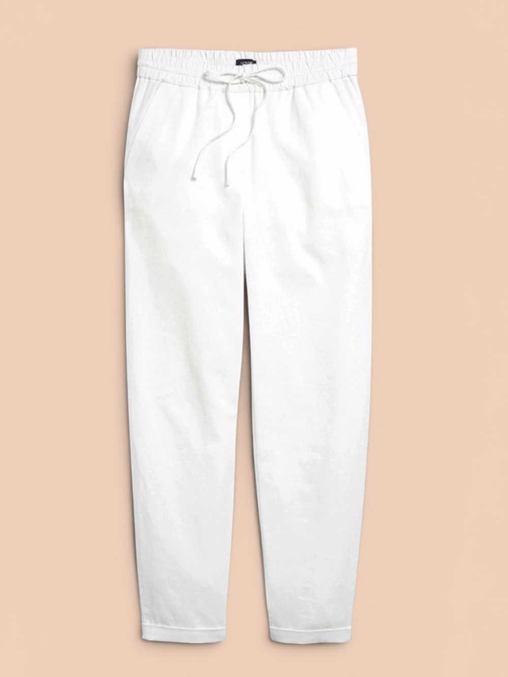 NEW J. Crew Linen Cotton Drawstring Cuffed Pants in White Women’s Size 0